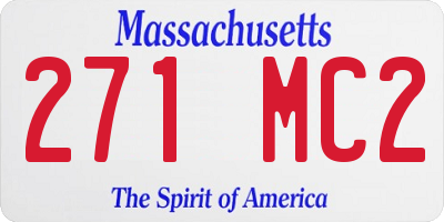 MA license plate 271MC2