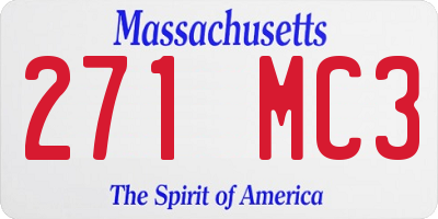 MA license plate 271MC3