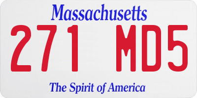 MA license plate 271MD5