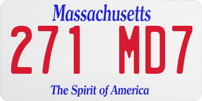 MA license plate 271MD7