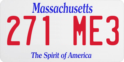 MA license plate 271ME3