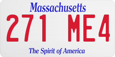 MA license plate 271ME4