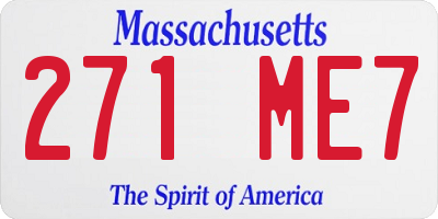 MA license plate 271ME7