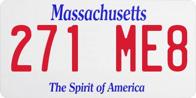 MA license plate 271ME8
