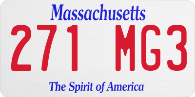 MA license plate 271MG3