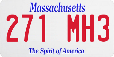 MA license plate 271MH3