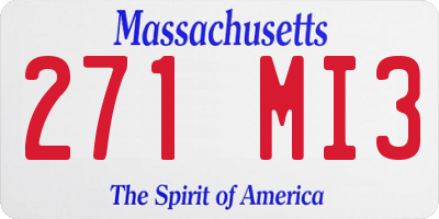 MA license plate 271MI3