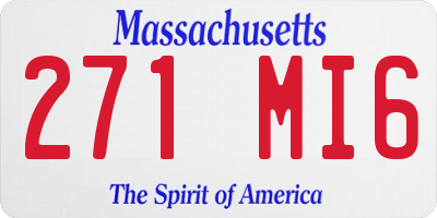 MA license plate 271MI6
