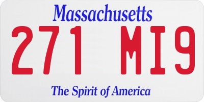 MA license plate 271MI9