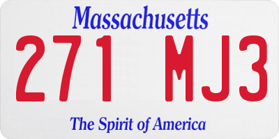 MA license plate 271MJ3