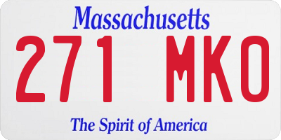 MA license plate 271MK0