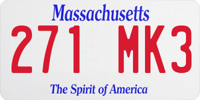 MA license plate 271MK3