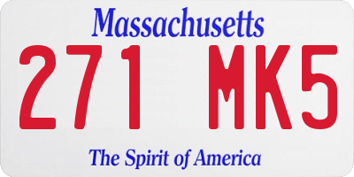 MA license plate 271MK5