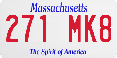 MA license plate 271MK8