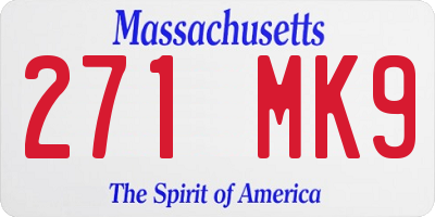 MA license plate 271MK9