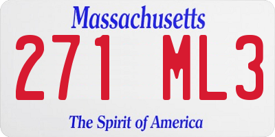 MA license plate 271ML3