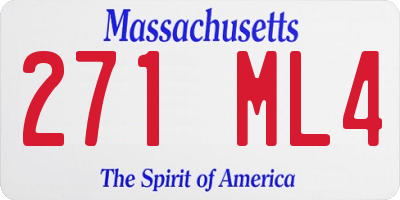 MA license plate 271ML4