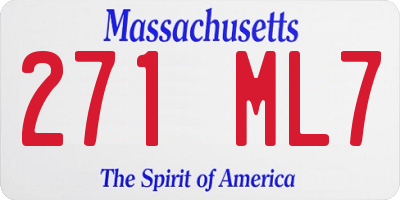 MA license plate 271ML7