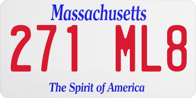 MA license plate 271ML8