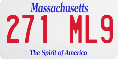 MA license plate 271ML9