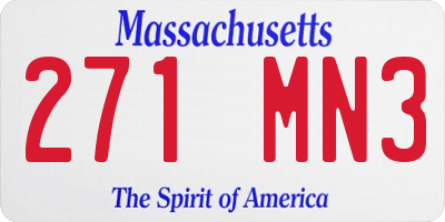 MA license plate 271MN3
