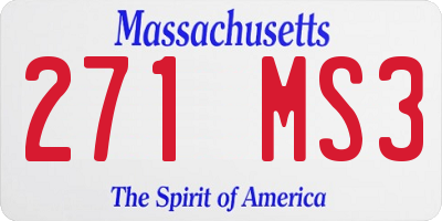 MA license plate 271MS3