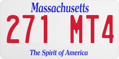 MA license plate 271MT4