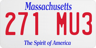 MA license plate 271MU3
