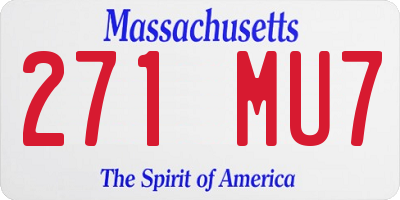 MA license plate 271MU7