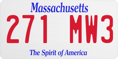 MA license plate 271MW3
