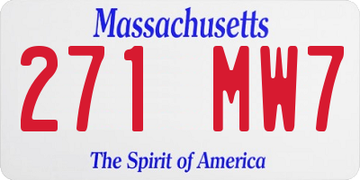 MA license plate 271MW7