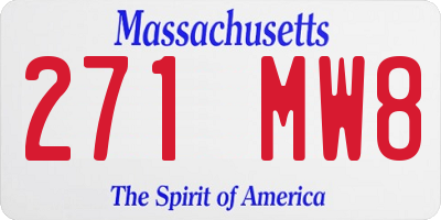 MA license plate 271MW8