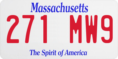 MA license plate 271MW9
