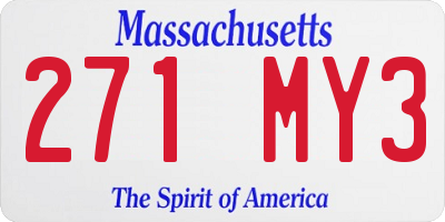 MA license plate 271MY3