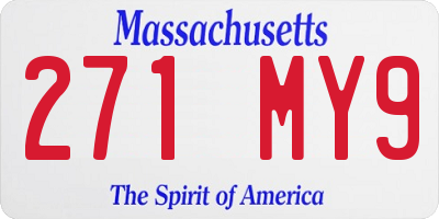 MA license plate 271MY9