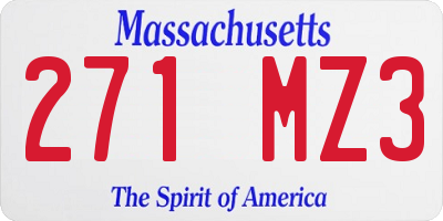 MA license plate 271MZ3
