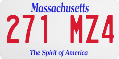 MA license plate 271MZ4