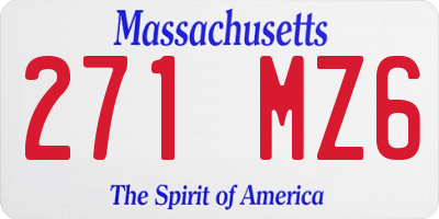 MA license plate 271MZ6