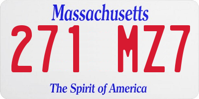 MA license plate 271MZ7