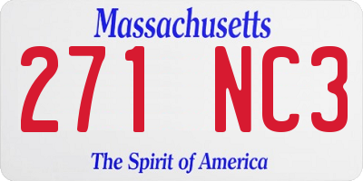 MA license plate 271NC3