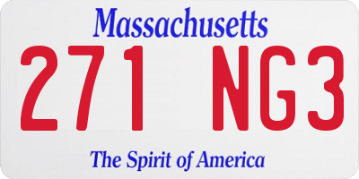 MA license plate 271NG3