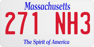 MA license plate 271NH3