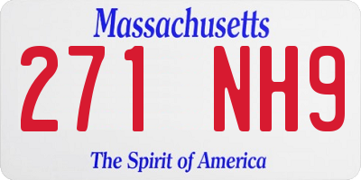 MA license plate 271NH9