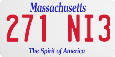 MA license plate 271NI3