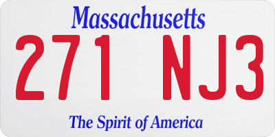 MA license plate 271NJ3