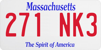 MA license plate 271NK3