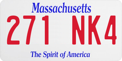 MA license plate 271NK4