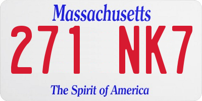 MA license plate 271NK7
