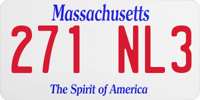 MA license plate 271NL3