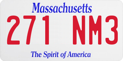 MA license plate 271NM3